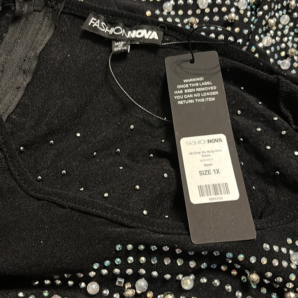 Fashion Nova Black and Silver Embellished Midi Dress - Picture 13 of 15